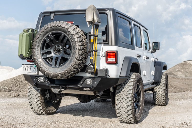 JBC1840 Destroyer Full Width Rear Bumper w / Tire Carrier Fits Select Jeep Wrangler JL [Bare Steel]