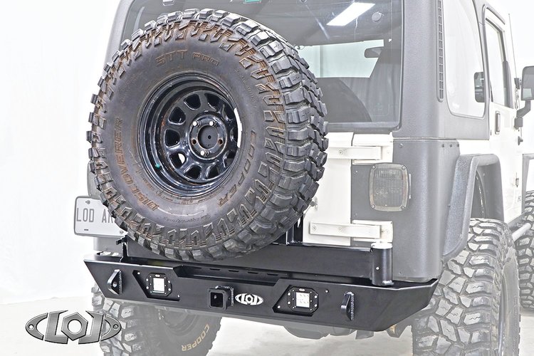 JBC9641 Destroyer Rear Bumper w/Tire Carrier 1987-2006 Jeep Wrangler TJ/LJ/YJ [Black Powder Coat]