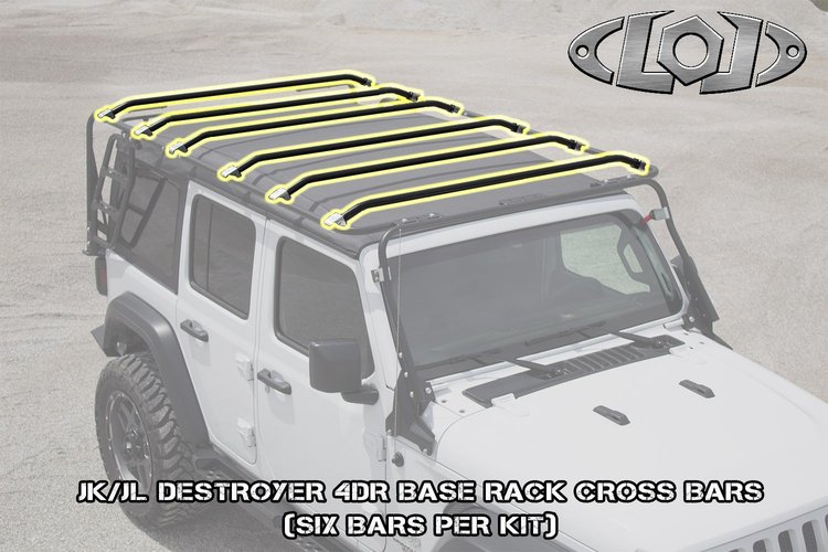 JCM0795 Base Rack Long Cross Member Fits Select Jeep Wrangler JK/JL [Black Powder Coated]