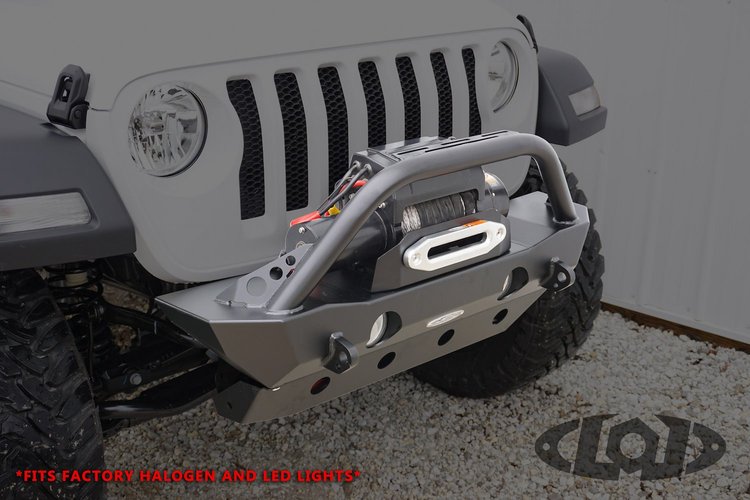 JFB1802 Destroyer Shorty Front Bumper w/Bull Bar Fits Select Jeep Wrangler JL/Gladiator JT [Bare Steel]