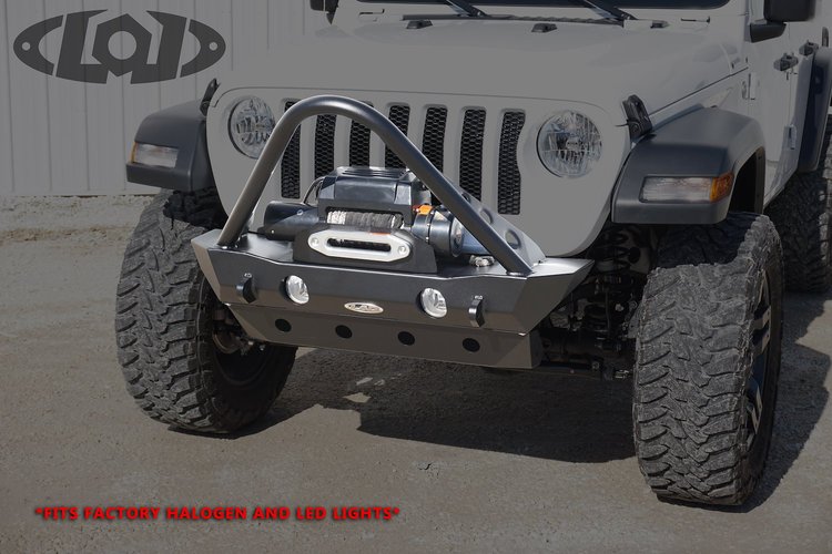 JFB1805 Destroyer Shorty Front Bumper w/Stinger Guard Fits Select Jeep Wrangler JL/Gladiator JT [Black Powder Coat]