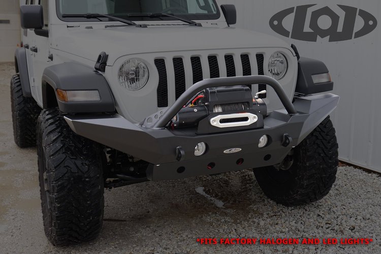JFB1823 Destroyer Full-Width Front Bumper w/Bull Bar Fits Select Jeep Wrangler JL/Gladiator JT [Black Powder Coat]