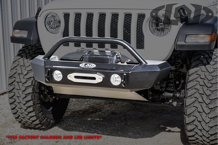 JFB1834 Signature-Series Shorty Front Bumper, For Warn Power Plant Winch w/ NO GUARD Select Jeep Wrangler JL/Gladiator JT [Bare]