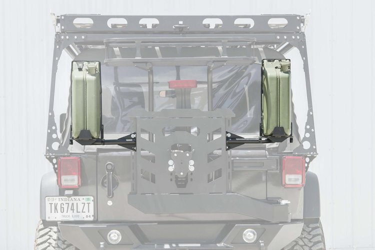 JJC0721 Destroyer 5-Gallon Jerry Can Mount Fits Select Jeep Wrangler JL/JK/TJ/LJ/YJ/CJ; Ford Bronco [Black Powder Coated]
