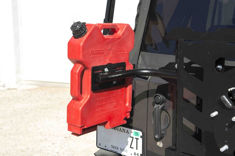 JRP0700 Destroyer RotoPax 2 or 3-Gallon Single Side Mount Fits Select Jeep Wrangler JL/JK/TJ/LJ/YJ/CJ; Ford Bronco [Bare Steel]