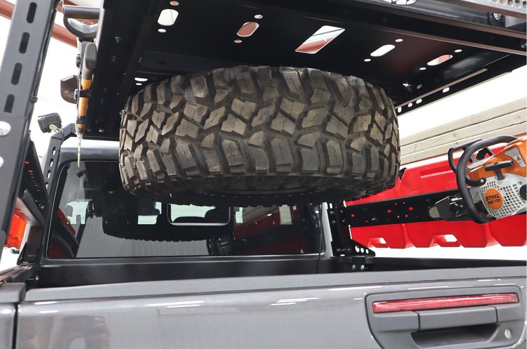 JTC2021 Black Ops Bed Rack Tire Carrier Fits Select Jeep Gladiator JT [Black Powder Coated]