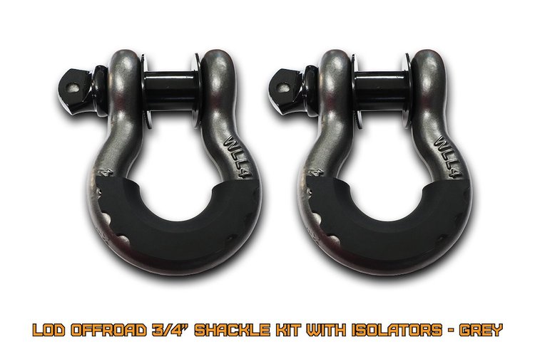 SHK1000 LoD Offroad 3/4 in. Shackle Kit with Isolators Fits Select Jeep/Chevy/Ford/GMC/Dodge; All LoD Models [Grey]