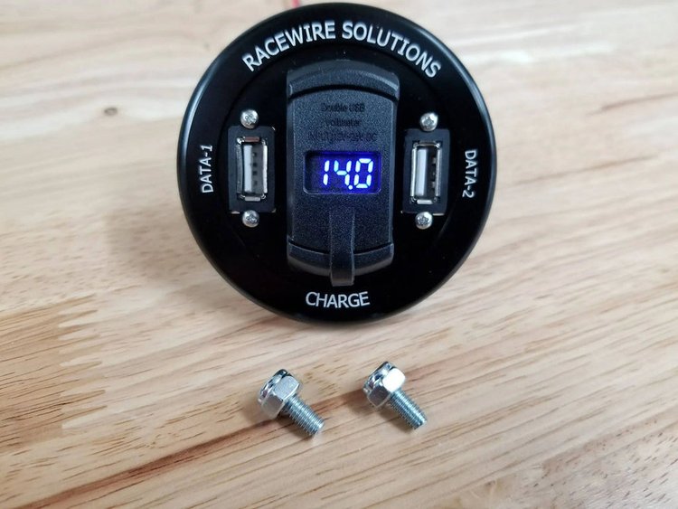 RWS-USB-DUAL-VOLT Dual USB Data and Charging Bulkhead [Billet 6061 Aluminum, Black Anodized]