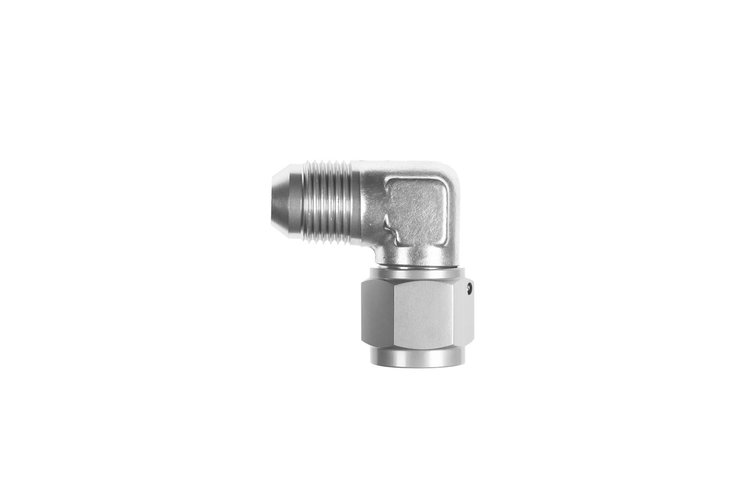 Coupler Fitting [8290 Series, -10 AN Female Threads to -10 AN Male Threads, 90 Degree, Clearcoat]
