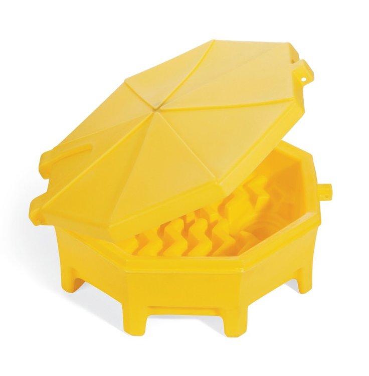 DRM672-YW Universal Poly/Steel 55-Gallon Drum Funnel with Hinged Lid [Yellow]