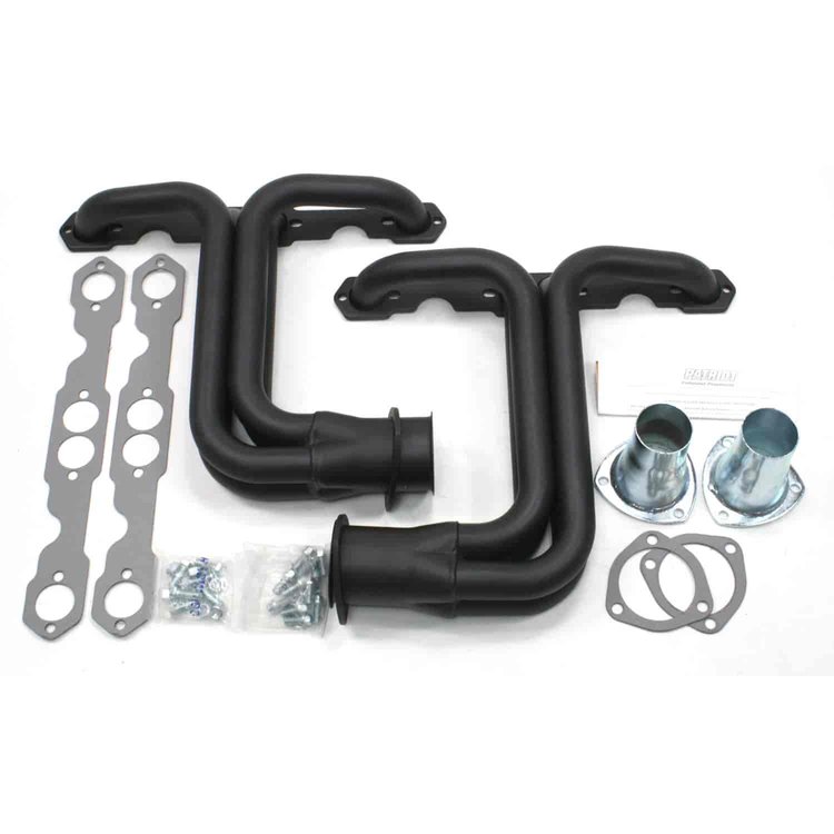265-400 Small Block Header Chevy Engine on Ford Chassis Hi-Temp Black Coating