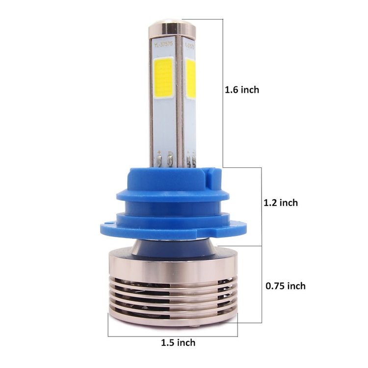 9004LED4S 4-Sided Plug-N-Play LED HeadLight Kit, 2,500 LUX, 6,000 Lumens, w/ OEM Kelvin Color