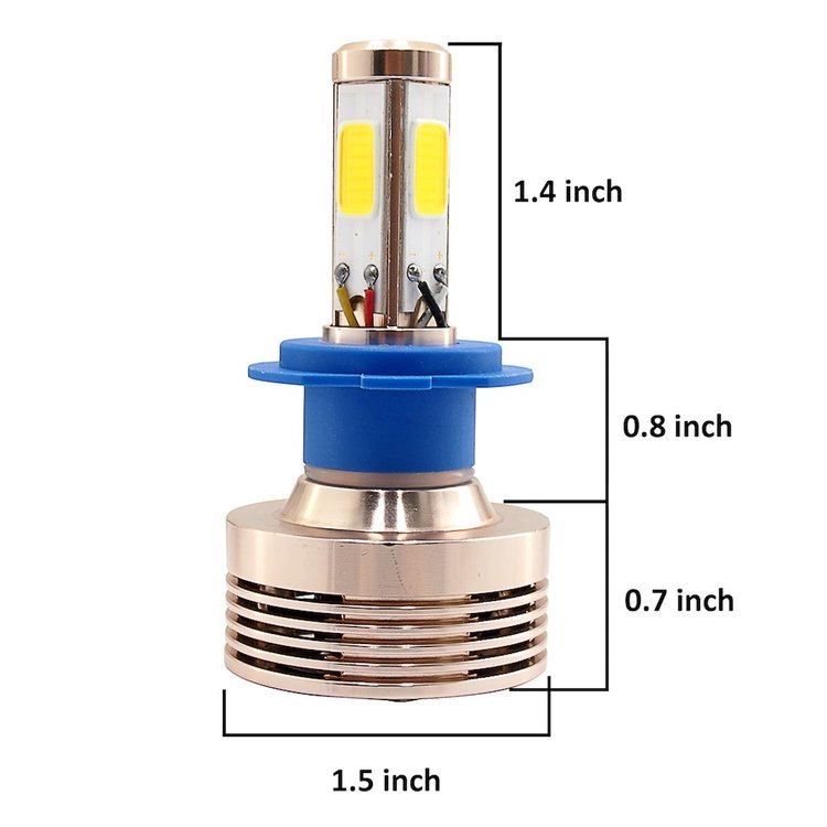 H7LED4S H7 4-Sided Plug-N-Play LED HeadLight Kit, 2,500 LUX, 6,000 Lumens, w/ OEM Kelvin Color