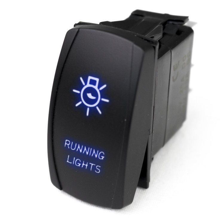 MSTLS01B Marine Sport LED Rocker Switch, w/ Blue LED Radiance, Running Lights