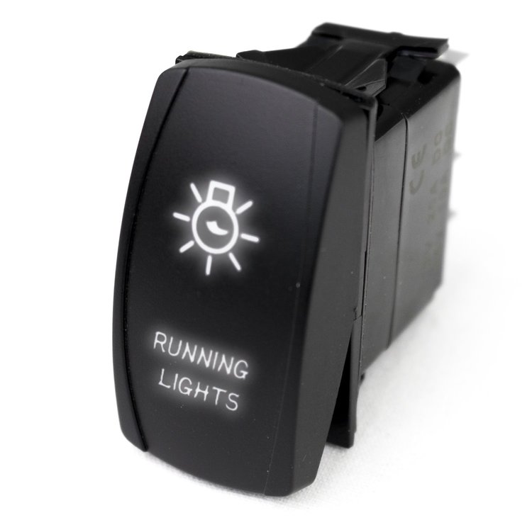 MSTLS01W Marine Sport LED Rocker Switch, w/ White LED Radiance, Running Lights