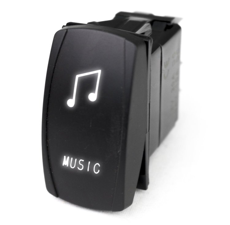 MSTLS24W Marine Sport LED Rocker Switch, w/ White LED Radiance, Music