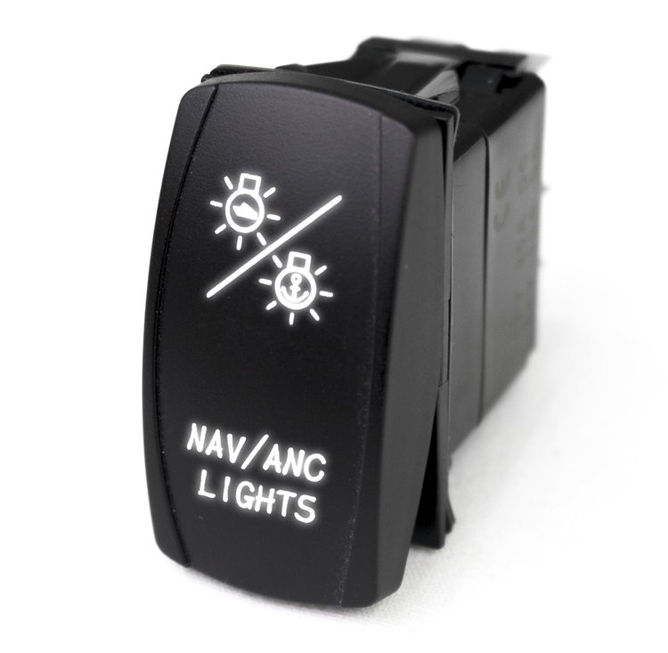 MSTLS27W Marine Sport LED Rocker Switch, w/ White LED Radiance, NAV Lights