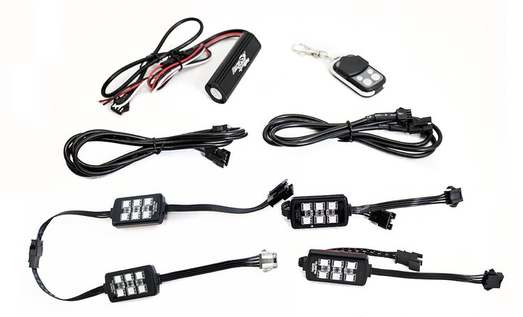 RS04RGB ColorADAPT 4-Piece Light 6SMD POD RGB Multi-Color Accent Kit, w/ Remote Control