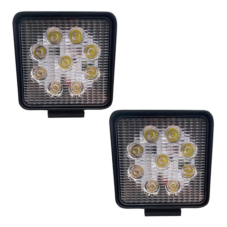 RS-27W-S-2 Street-Series 4 in. Square LED Work Spot Light, 27W/1,755LM, Pair