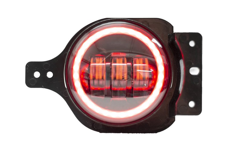 RS3030RGBJL Fog Blacked Out Bluetooth RGB HALO Control 30W - 4 in. Fog Light, 2018+ Jeep JL, w/DRL White Function