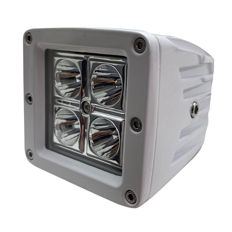 RS4L3X316W-W Marine-Series 3x3 in. 16W - 4-LED Cube Docking Spreader Light, w/ Optional Amber Anti-Fog Cover, White
