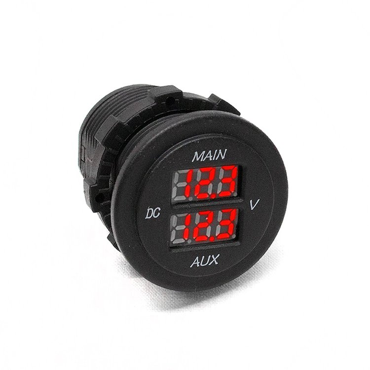 RS50893 Socket Sized Dual DC Volt Meter, 10-60V, w/ 2 Digital displays