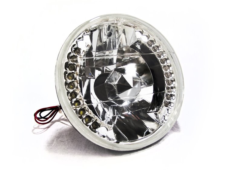 RS5RH4LED-W 5.75 in. Diamond Cut H4 Conversion Lens, w/ Recessed LED Halo, White