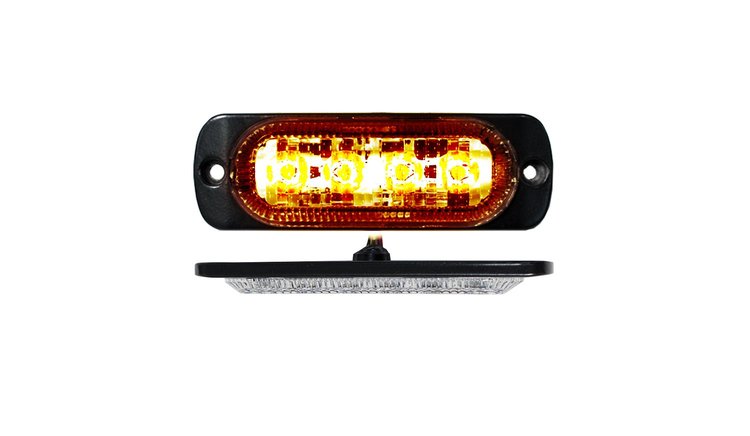 RS70014A 4-LED Ultra Slim Flush Mount 19-Flash Pattern Marker Strobe Light, Amber