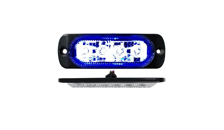 RS70014B 4-LED Ultra Slim Flush Mount 19-Flash Pattern Marker Strobe Light, Blue