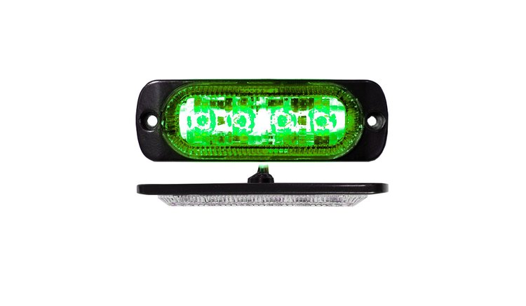 RS70014G 4-LED Ultra Slim Flush Mount 19-Flash Pattern Marker Strobe Light, GREEN