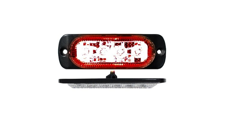 RS70014R 4-LED Ultra Slim Flush Mount 19-Flash Pattern Marker Strobe Light, Red