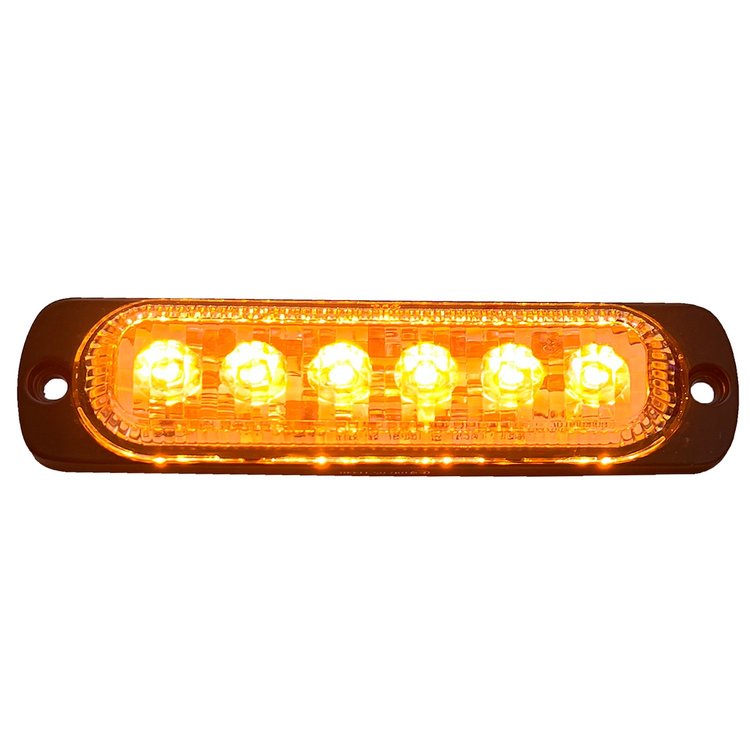 RS70016A 6-LED Ultra Slim Flush Mount 19-Flash Pattern Marker Strobe Light, Amber