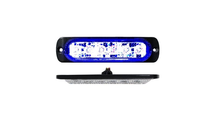 RS70016B 6-LED Ultra Slim Flush Mount 19-Flash Pattern Marker Strobe Light, Blue