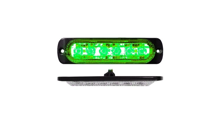 RS70016G 6-LED Ultra Slim Flush Mount 19-Flash Pattern Marker Strobe Light, GREEN
