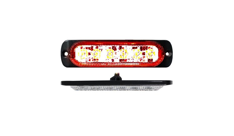 RS70016R 6-LED Ultra Slim Flush Mount 19-Flash Pattern Marker Strobe Light, Red