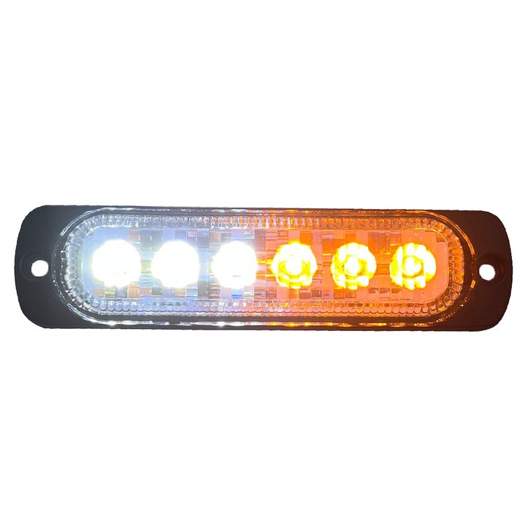 RS70016W-A White/Amber Switching 6-LED Ultra Slim Flush Mount 19-Flash Pattern Marker Strobe Light