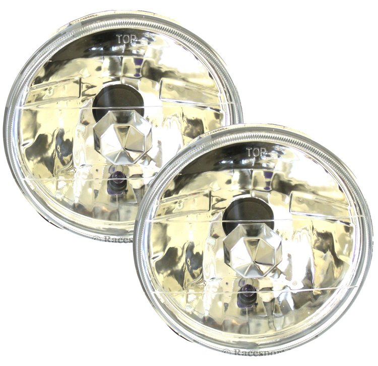 RS-7008 7 in. Diamond Cut Round HeadLight Conversion Lens, Holds H4 Bulbs, Pair