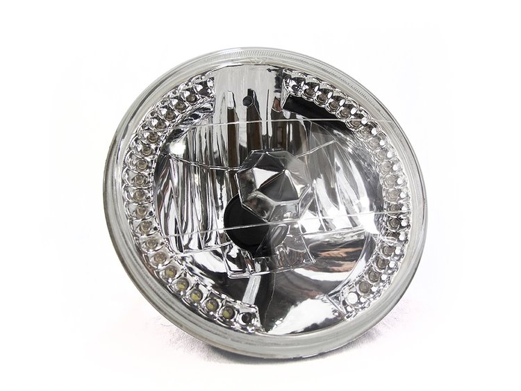 RS7RH4LED-W 7 in. Diamond Cut H4 Conversion Lens, w/ Recessed LED Halo, White