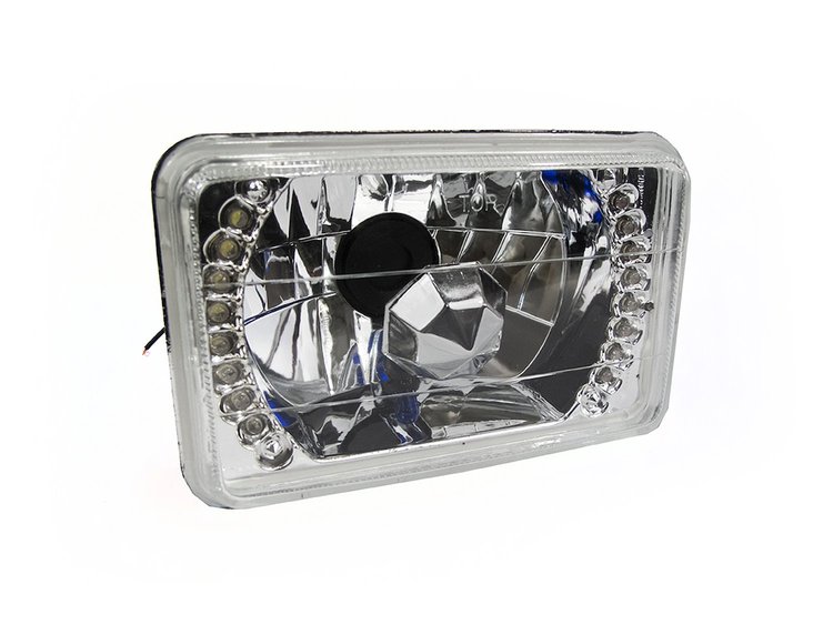 RS7X6SH4LED-W 7 x 6 in. Diamond Cut H4 Conversion Lens, w/ Recessed LED Halo, White