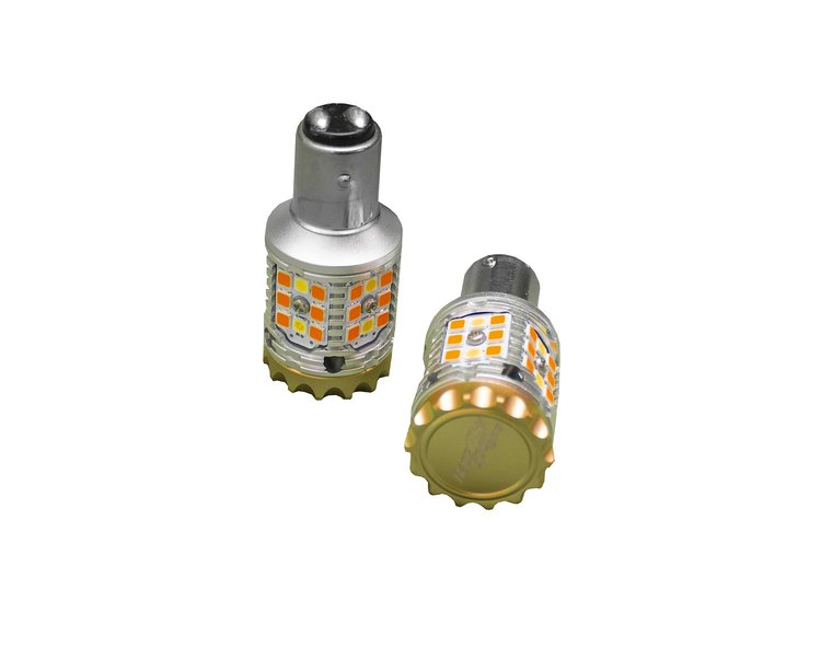 RSBAY15DSBWA 1157, BAY15D NO-RAPID FLASH Canbus Turn signal LED Bulbs, White /Amber, 9V-30V, 1860lumens Epistar 3030