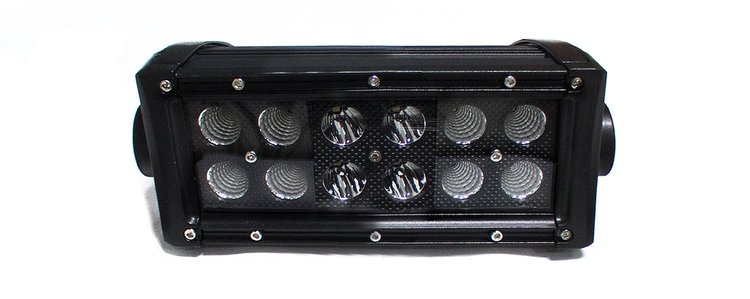 RSBO36 BLACKED OUT-Series 7.5 in. Straight Light Bar, Double Row, Silver Combo-Flood/Beam, 36W