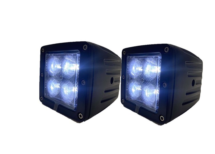 RSBO3X3 BLACKED OUT-Series 3x3 LED Auxiliary Light Cube Kit, w/ spot optical Beam, w/ 2 cubes & wire harness