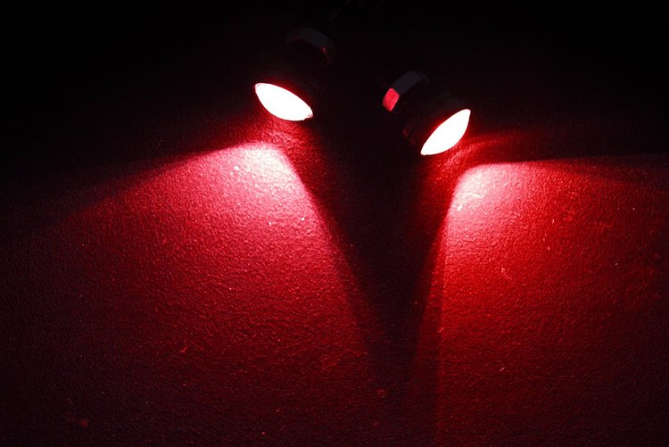 RS-EE-RED Quarter Size Marker LED Custom Light, Red, w/ Mounting Back Bolt