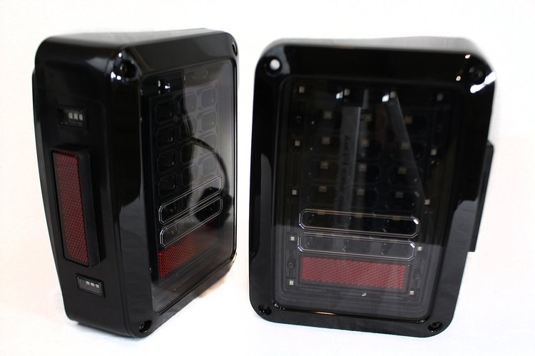 RSJ10SLT 8W/250LM LED Black Tail Light Replacements, Jeep Wrangler, w/ Smoked Lens & resistor pack, Pair