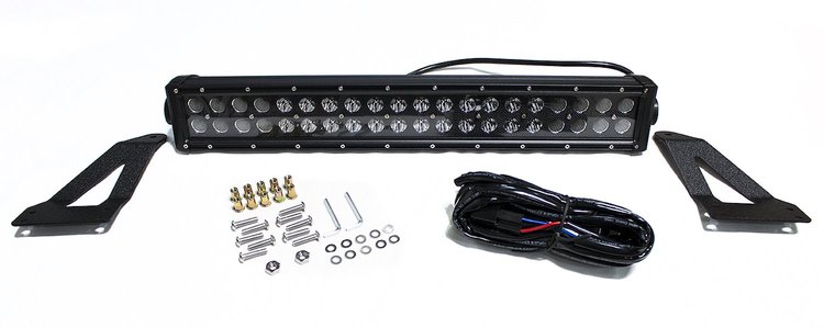RSJK120G 120W Dual Row BLACKED OUT-Series LED Grille Light Bar, 07-17 Jeep Wrangler JK 4WD, w/ mounting bracket & Wire Harness