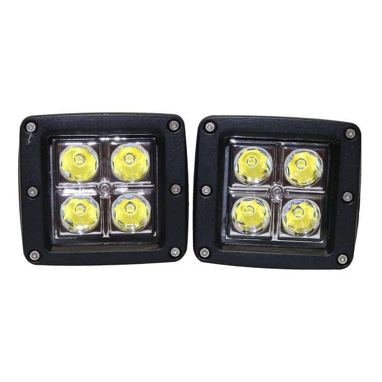 RSL12-12w Pillar Complete Kit, 07-17 Jeep Wrangler JK, w/ 2 x 12W Square Cube Aux Lights + L12 Pillar Bracket Set