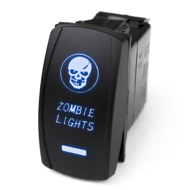 RSLE35B LED Rocker Switch, w/ Blue LED Radiance, Zombie Lights
