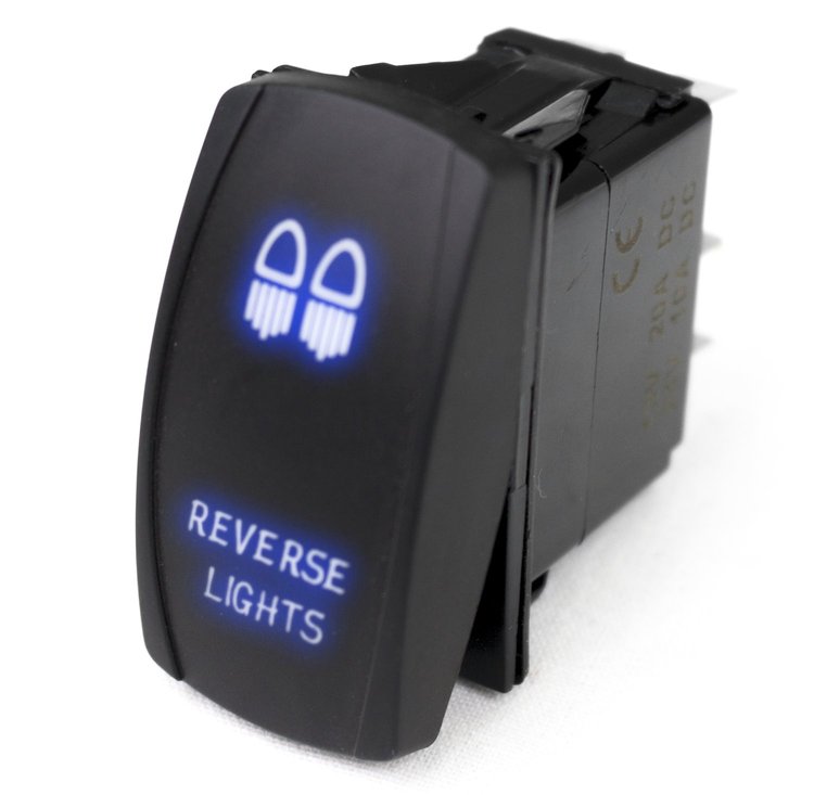 RSLJ13B LED Rocker Switch, w/ Blue LED Radiance, Reverse Lights