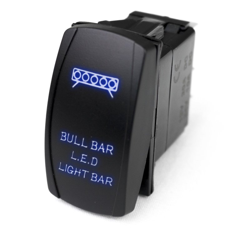 RSLJ46B LED Rocker Switch, w/ Blue LED Radiance, Bull Bar LED Light Bar