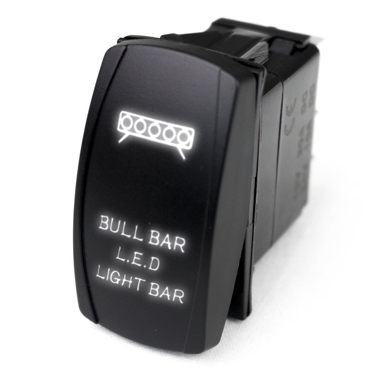 RSLJ46W LED Rocker Switch, w/ White LED Radiance, Bull Bar LED Light Bar